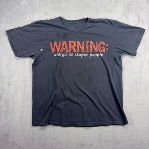 Ink Inc. T Shirt Warning: Allergic to Stupid People Men's Large Black Thrashed